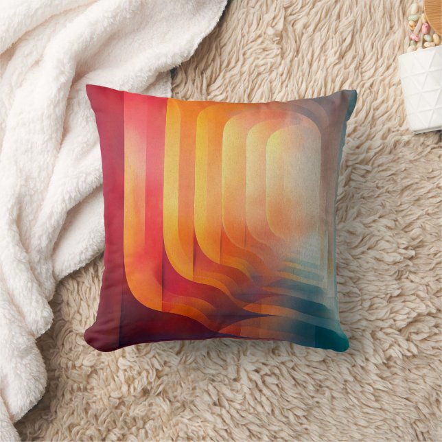 Retro Glow Arches – Abstract Mid-Century Cushion (Blanket)