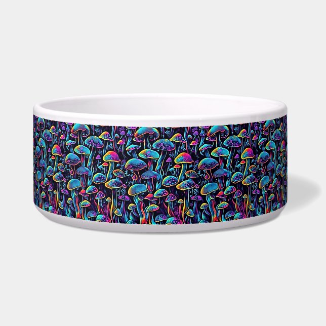 Retro Glow Mushroom Art Bowl – Vibrant & Groovy! (Front)