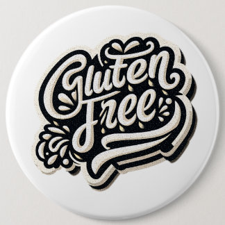 Retro Gluten Free Typography Script Graphic 6 Cm Round Badge