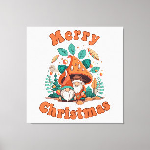 Retro Gnome Christmas Canvas Print