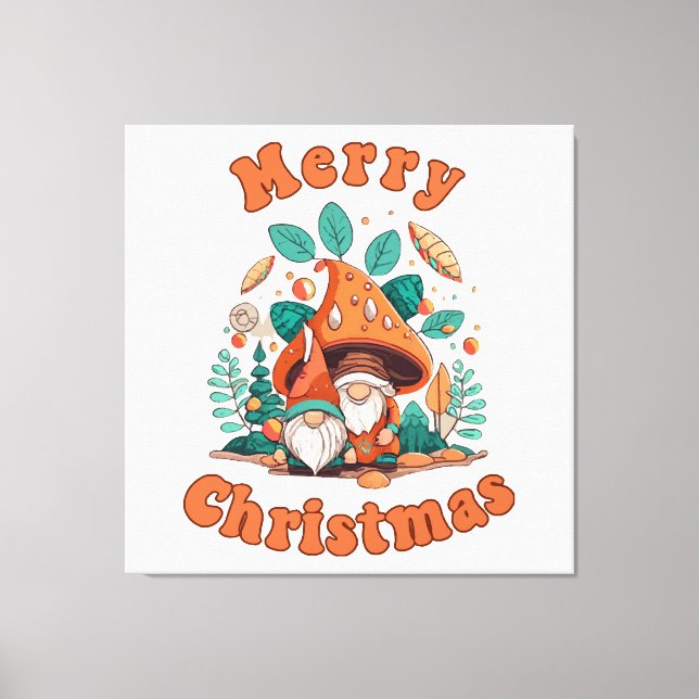 Retro Gnome Christmas Canvas Print (Front)