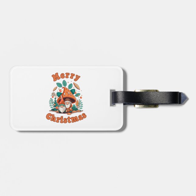 Retro Gnome Christmas Luggage Tag (Back Horizontal)