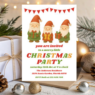 Retro Gnomes Editable Christmas Party Invitation