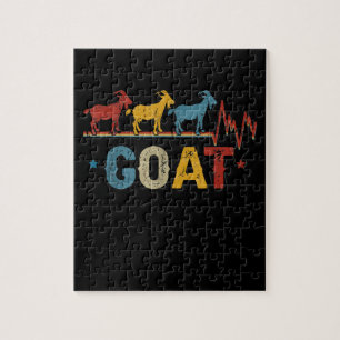 Retro Goat Heart Tee Xmas Valentines Day Gift Jigsaw Puzzle