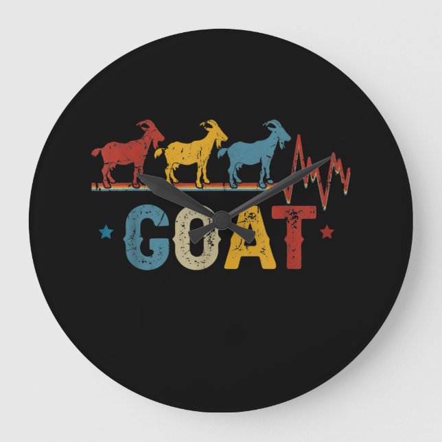 Retro Goat Heart Tee Xmas Valentines Day Gift Large Clock (Front)