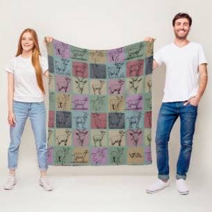 Retro Goat Lover Blanket Cosy Farm Animal for Gift