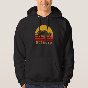 Retro Goat Seize The Hay Vintage Farm Animal Hoodie
