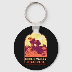 Retro Goblin Valley State Park Hiking Camping Trip Key Ring