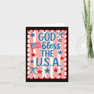 Retro God Bless America Usa Flag Christian 4th Of. Card