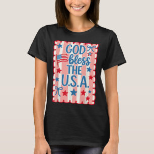 Retro God Bless America Usa Flag Christian 4th Of. T-Shirt