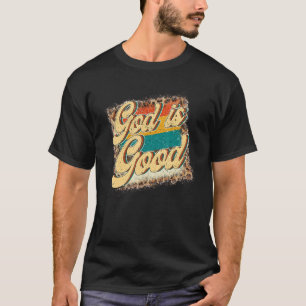 Retro God Is Good Vintage Christian Leopard Faith T-Shirt