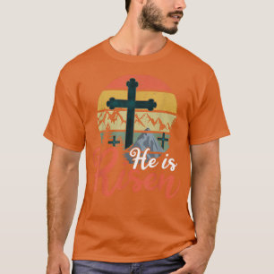 Retro God Jesus He Risen Christian 2022 Happy East T-Shirt
