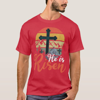 Retro God Jesus He Risen Christian 2022 Happy East T-Shirt
