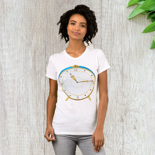 Retro Gold Alarm Clock with Blue Trim Timepiece  T-Shirt
