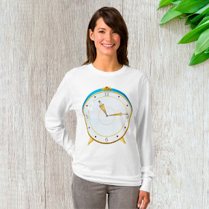 Retro Gold Alarm Clock with Blue Trim Timepiece T-Shirt