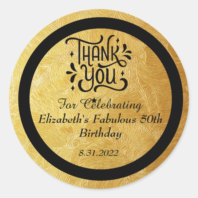 Retro Gold and Black Stickers for Wedding Favour  (Front)
