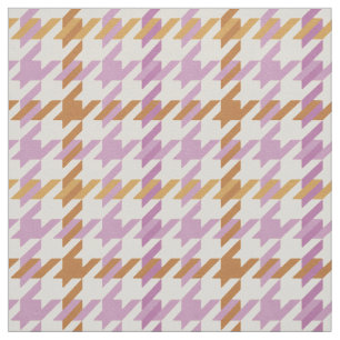 Retro gold and purple houndstooth plaid pattern fabric