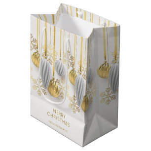 Retro Gold and Silver Christmas Ornaments  Medium Gift Bag