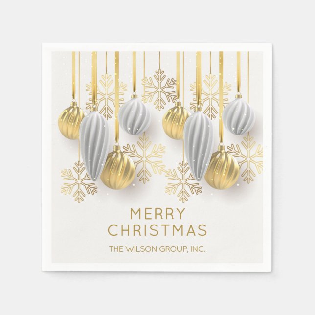 Retro Gold and Silver Christmas Ornaments  Napkin (Front)