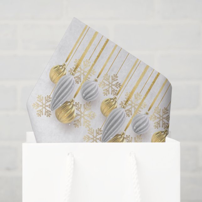Retro Gold and Silver Christmas Ornaments  Tissue Paper (Gift Bag)
