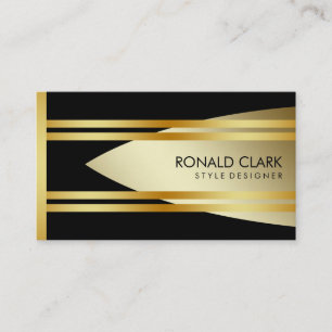 Retro Gold Black Metal Financial Professional Business Card