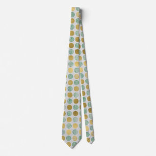 Retro Gold, Brown & Teal Dots Men's Tie