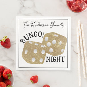 Retro Gold Dice Bunco Night Napkin