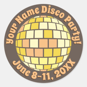 Retro Gold Disco Ball PERSONALIZED Classic Round Sticker