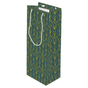 Retro gold geometric art deco vintage pattern wine gift bag