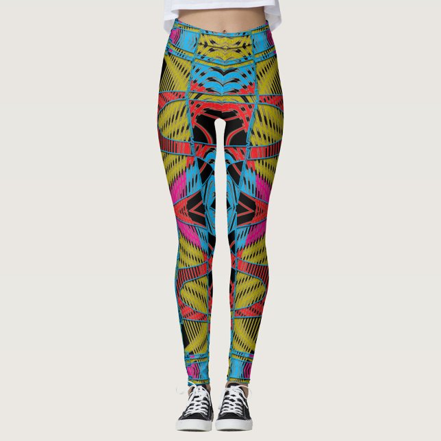 Retro Gold Geometric Illusion Leggings (Creator Uploaded)