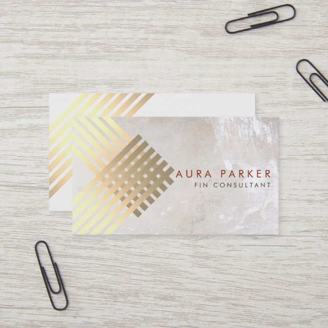 Retro Gold Geometrical Finance Construction Business Card (Front/Back In Situ)