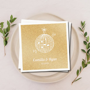 Retro Gold Glitter Disco Wedding Decor Napkins
