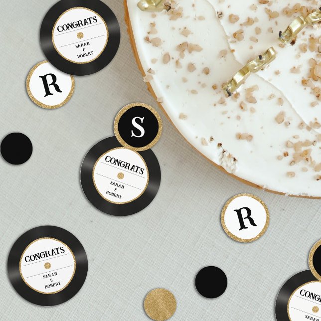 Retro Gold Glitter Vinyl Record Monogram Congrats Confetti (Retro Gold Glitter Vinyl Record Monogram Congrats Confetti
)