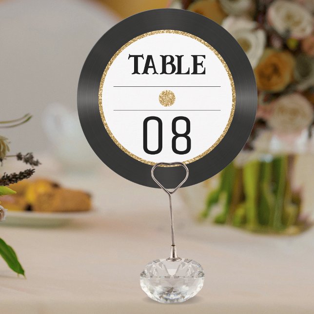 Retro Gold Glitter Vinyl Record Table Number (Retro Gold Glitter Vinyl Record Table Number
)
