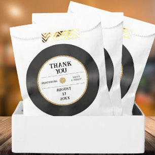 Retro Gold Glitter Vinyl Record Thank You Wedding Favour Bags