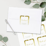 Retro Gold Green Damask Wedding Square Sticker<br><div class="desc">Retro Floating Ink Gold Green SIlk - Stickers. The perfect complement to complete your wedding suite. You can customise the text to add your personal touch by using the "personalise" feature and the easy to use template. Remidevan©</div>