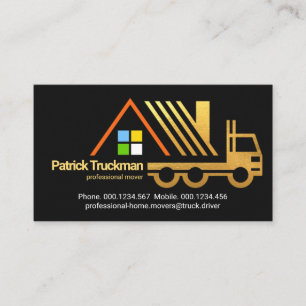 Retro Gold Home Moving Truck Business Card
