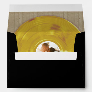 Retro Gold Music Vinyl Record Wedding Envelope