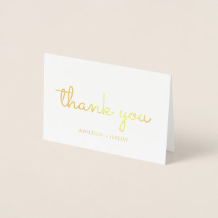 Retro Gold Personalised Wedding Thank You Foil Card