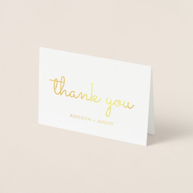 Retro Gold Personalised Wedding Thank You Foil Card (Front)