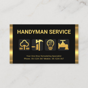 Retro Gold Stripes Handyman Tool Icons #ZazzleMade Business Card