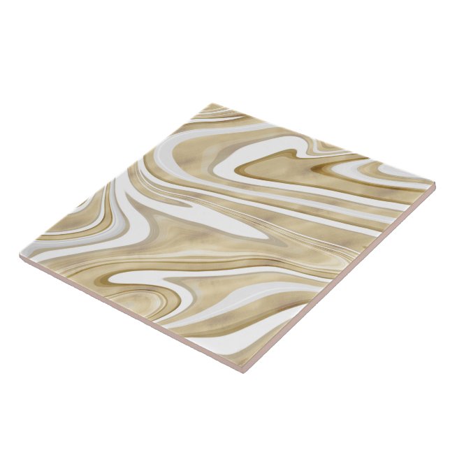 Retro Gold Swirl Liquid Painting Aesthetic Design Tile (Side)