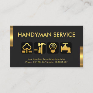 Retro Gold Tabs Handyman Tool Icons Business Card