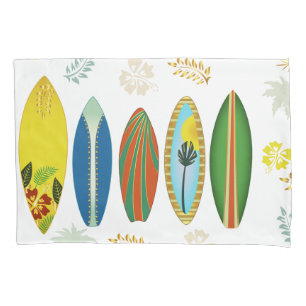 Retro Gold Tropical Coastal Surfboards  Pillowcase