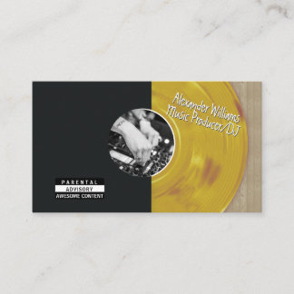 Retro Gold Vinyl Record Music Producer DJ Business Card