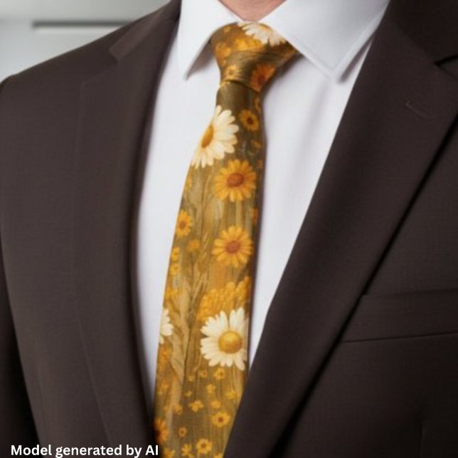 Retro Golden Daisy Wildflowers - Rustic Fall Tie (Creator Uploaded)