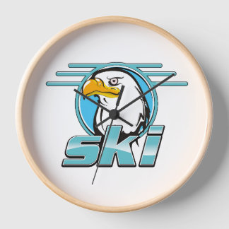 Retro Golden Eagle Ski logo Clock