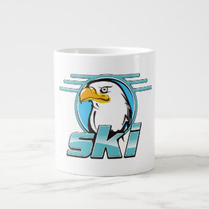 Retro Golden Eagle Ski logo Large Coffee Mug
