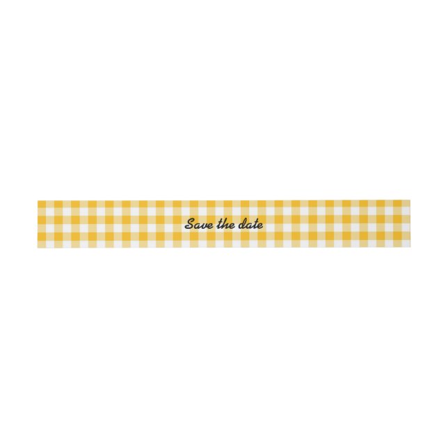 Retro Golden Gingham Invitation Belly Bands Invitation Belly Band (Flat)