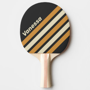 Retro Golden Horizon Angled Striping with Name Ping Pong Paddle